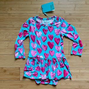 NWT Posh Peanut Long Sleeve Twirl Skirt Bodysuit - Queen of Hearts (2T)